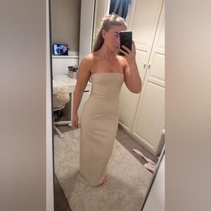 Strapless Beige Maxi Dress